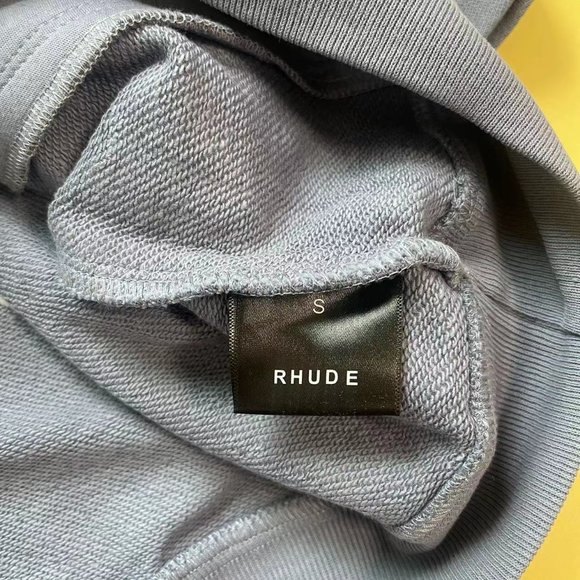 Rhude stand-collar half-zip embroidered logo matte blue sweatshirt - Picture 10 of 10